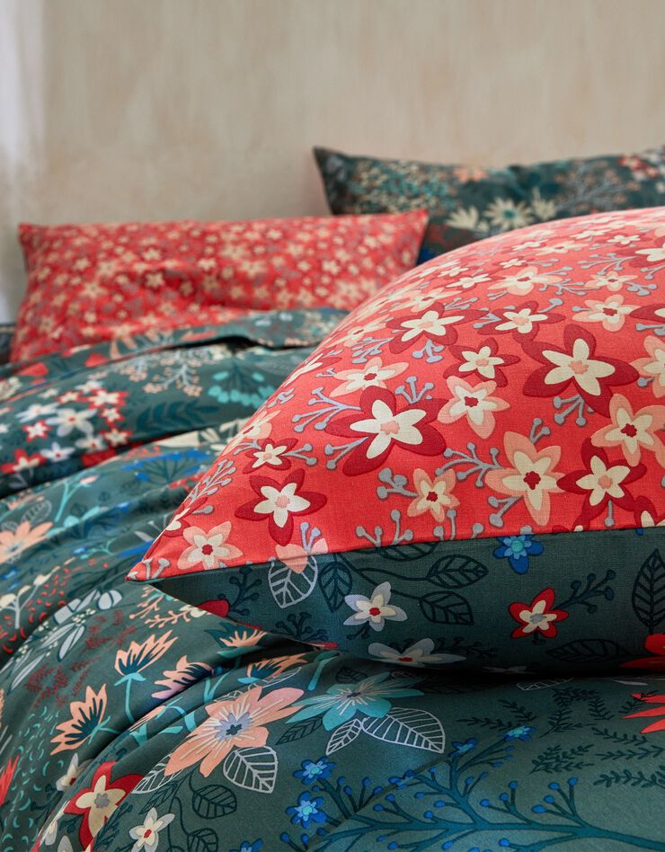 Bedlinnen Flore in katoen met bloemenprint (eucalyptus)