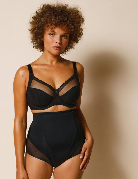 Soutien-gorge grand maintien en maille sculptante - avec armatures (noir)