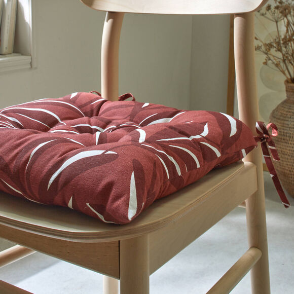 Galette de chaise carrée imprimé feuillage - lot de 2 (terracotta)
