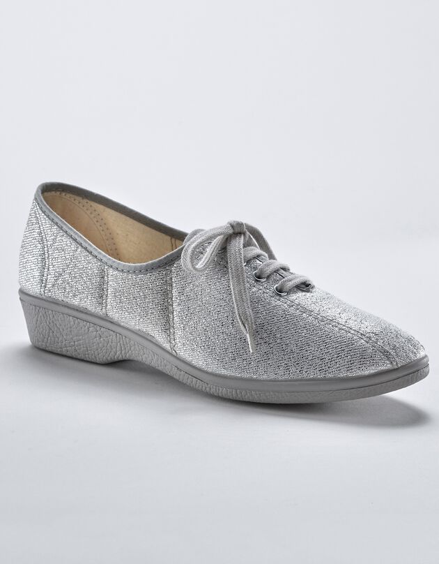 Sneakers met sleehak (zilverkleurig)