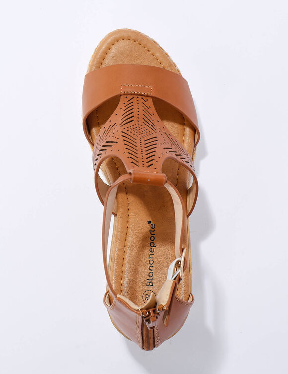 Opengewerkte sleehaksandalen (karamel)