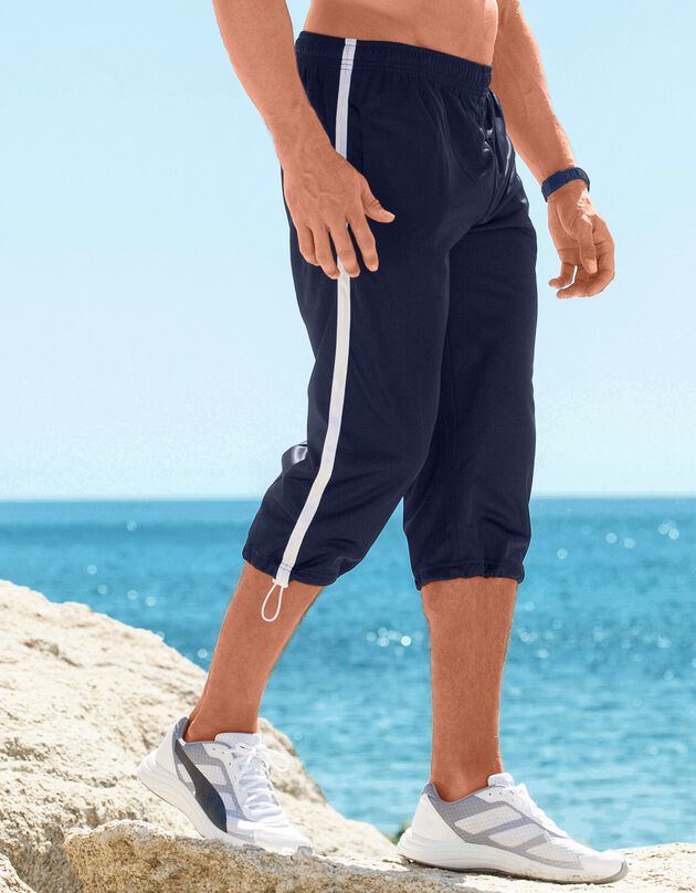 Pantacourt sport bandes contrastées, marine Pantacourt sport bandes contrastées, marine, hi-res