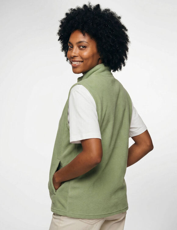 Veste zipp&eacute;e maille polaire, sans manches (tilleul)