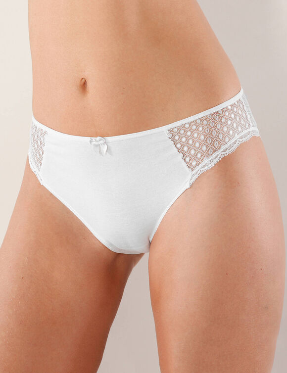 Culotte midi coton dentelle unie Coria - lot de 2 (blanc)