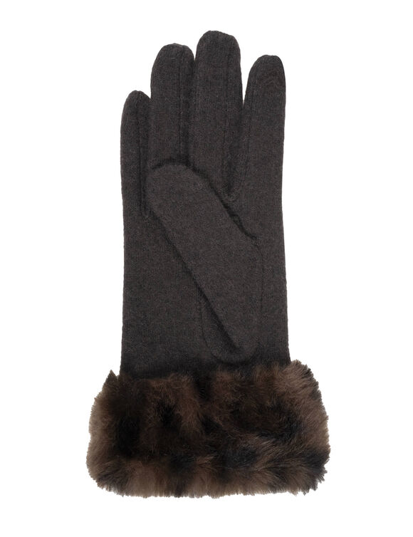Touchscreenwashandjes met gevoerde polsen (bruin / zwart)