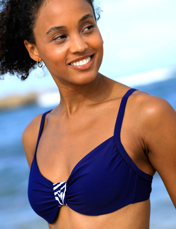 Haut de maillot de bain avec armatures drapé uni (marine)