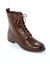 Bottines montantes doublées à lacets en cuir fleuri (chocolat)