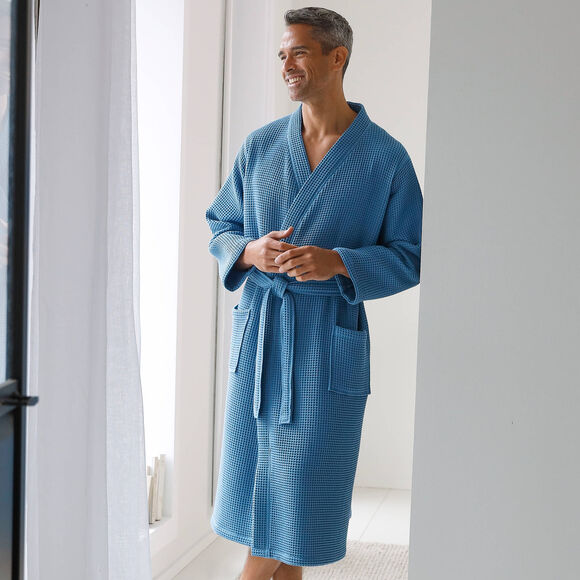 Peignoir de bain mixte adulte nid d'abeille 230 g/m2 (bleu)