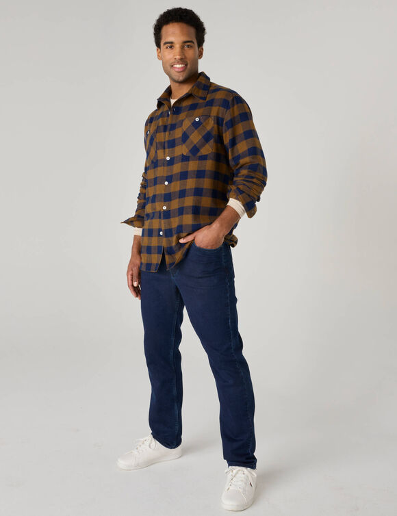 Flanel overhemd met geruite ruit (koper / marine)