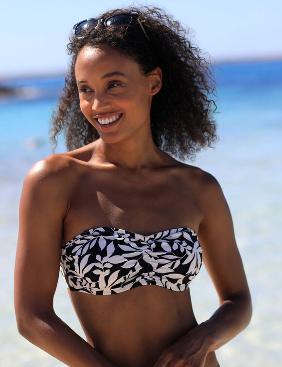 Haut de maillot de bain avec armatures Linao - forme bandeau (noir / écru)