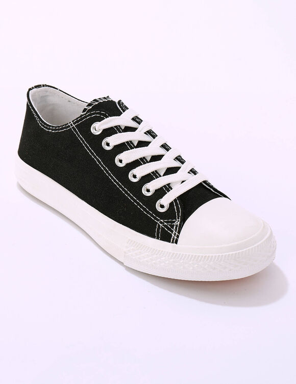  Tennis en toile à lacets (noir)