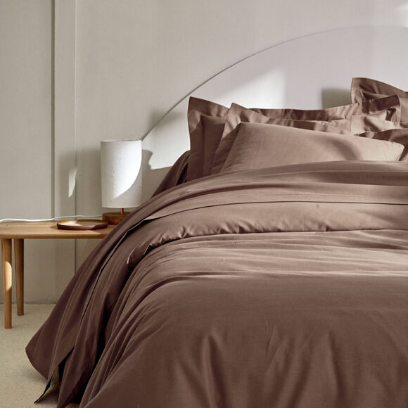 Linge de lit uni coton  (taupe)