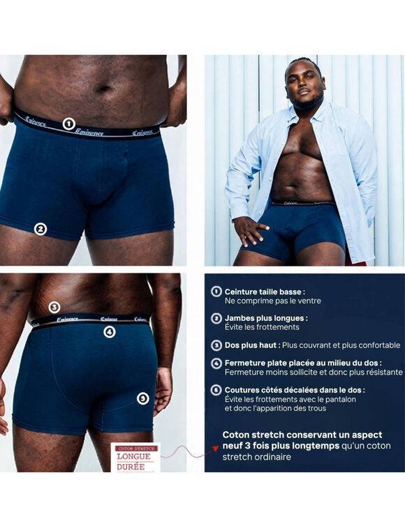 Boxer coupe grande taille - lot de 3 (marine)