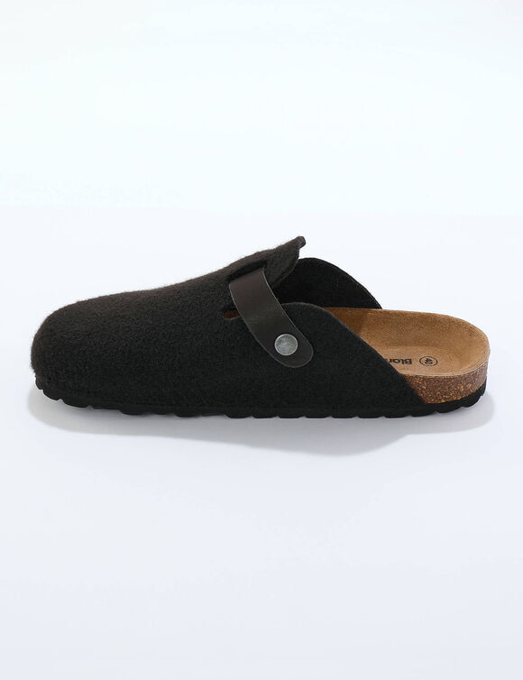 Mules sabot feutrine &agrave; boucle (anthracite)