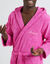 Badjas voor volwassenen, unisex, lusjesbadstof, personaliseerbaar (fuchsia)