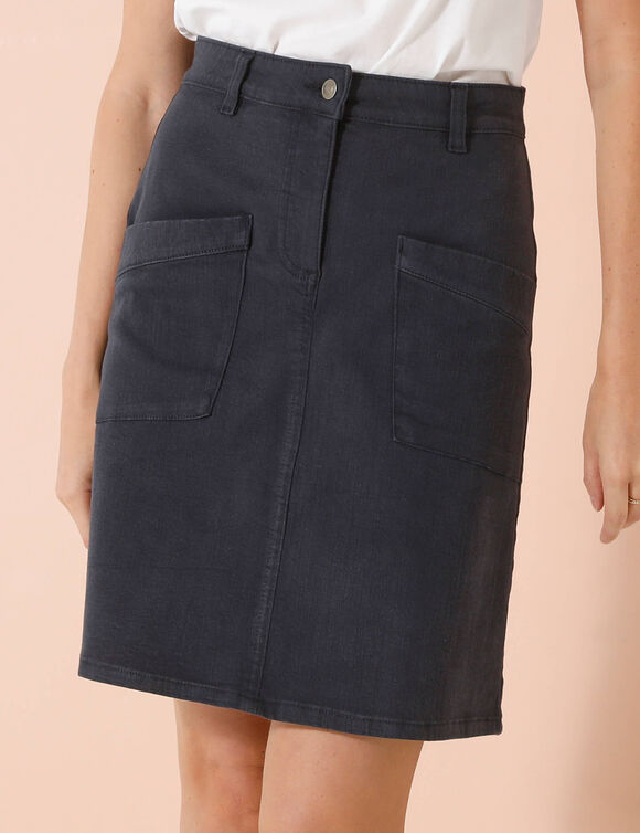 Uitlopende rok met zakken (marine)