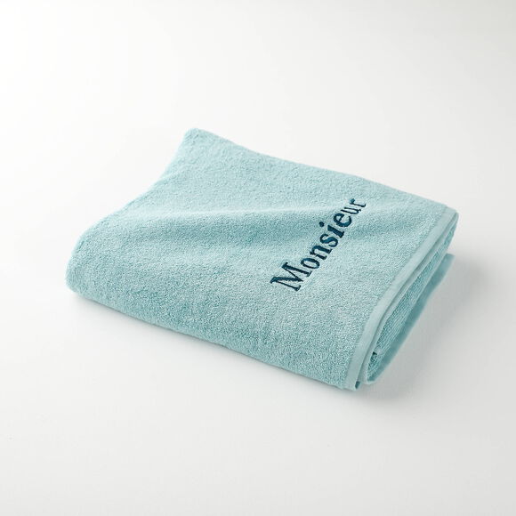 Collection serviettes de bain 420 g/m&sup2; brod&eacute;es "MONSIEUR" (vert d'eau)