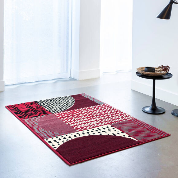 Tapis décoratif motif géométrique (rouge)