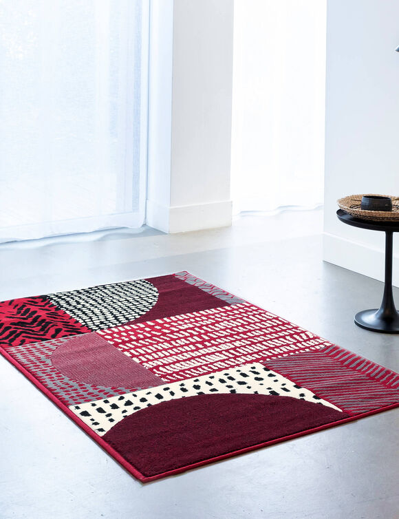 Decoratief tapijtje met geometrisch motief (rood)