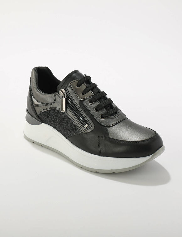 Sneakers compensées en cuir  (noir)