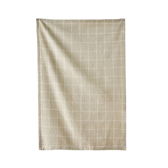 Geassorteerde droogdoeken in katoen, ingeweven motieven - sets (zandkleur / wit)