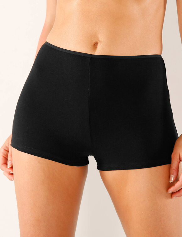 Boxer en coton extensible uni &ndash; Lot de 10  (blanc / noir)
