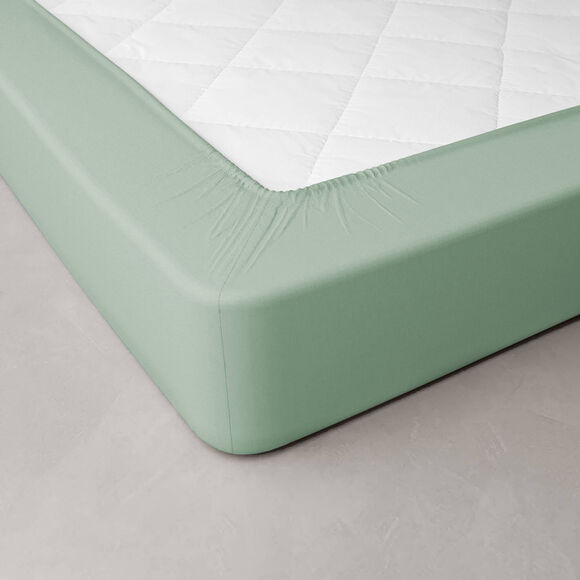 Effen hoeslaken in katoenbatist, hoeken van 40 cm (amandel groen)