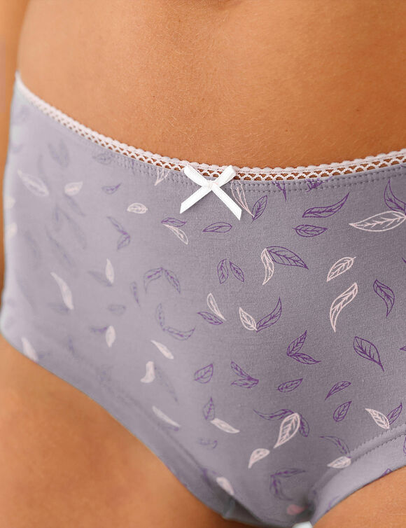 Culotte coton forme shorty imprim&eacute; motif floral assortis&ndash; Lot de 4 (prune / rose)