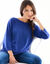 Pull col bateau manches 3/4 (bleu dur)