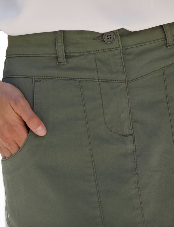 Jupe droite unie, twill (kaki)