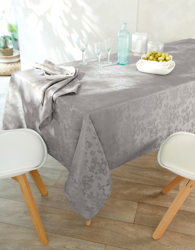 Nappe damassée feuillages Colombine® (gris perle) Nappe damassée feuillages Colombine® (gris perle)