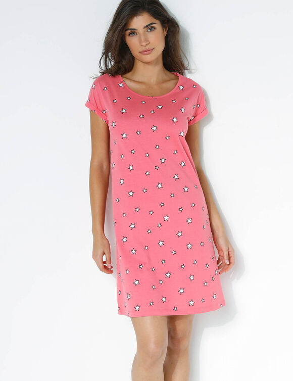 Chemise de nuit imprimé ville étoilée - lot de 2 (fuchsia + anthracite)