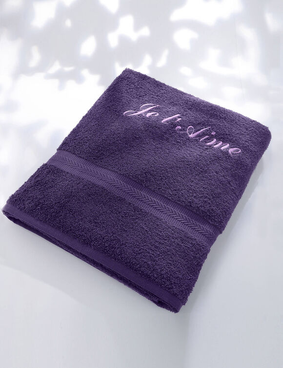 Effen handdoek, zacht comfort, personaliseerbaar (aubergine)