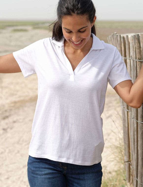 Polo met korte mouwen in jerseytricot (wit)