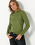 Pull col montant court, maille côtelée (vert olive)