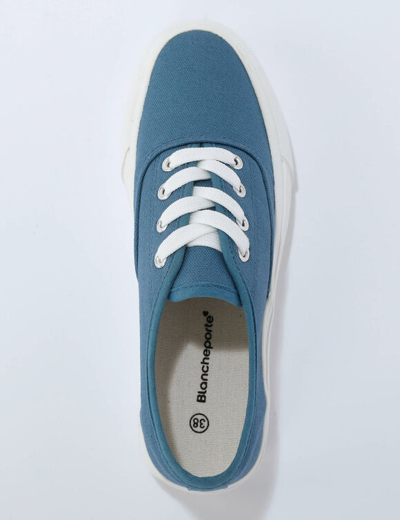 Tennis en toile &agrave; lacets (bleu)