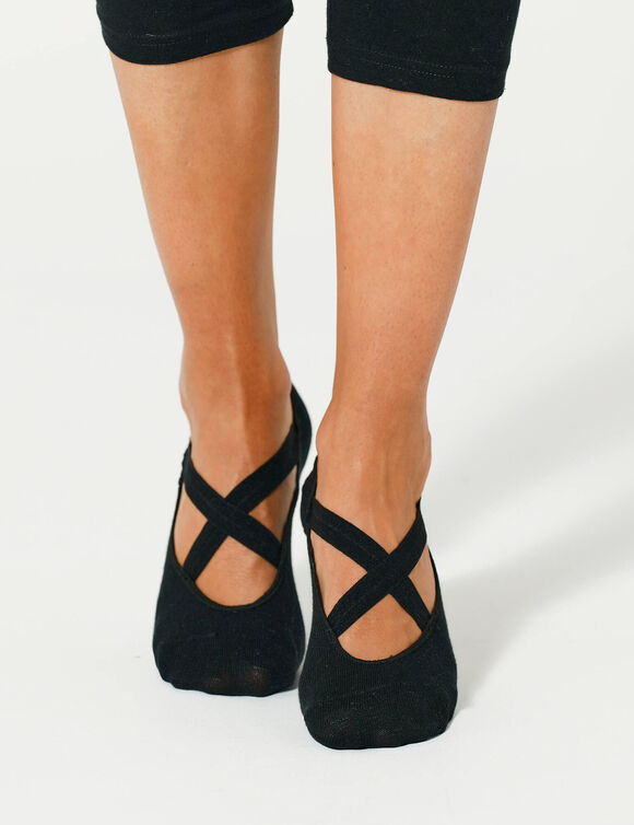 Chaussettes ballerines antid&eacute;rapantes sp&eacute;ciales yoga - lot de 2 (noir)