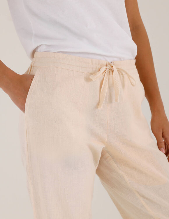 Pantalon fusel&eacute; fluide, lin-coton (naturel)