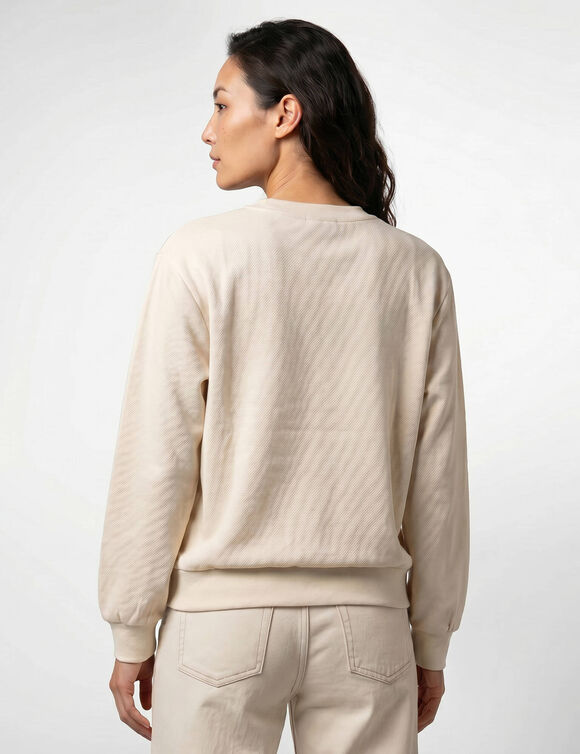 Sweatshirt met glanzende &lsquo;Amour&rsquo;-opdruk, van geruwd molton (ecru)