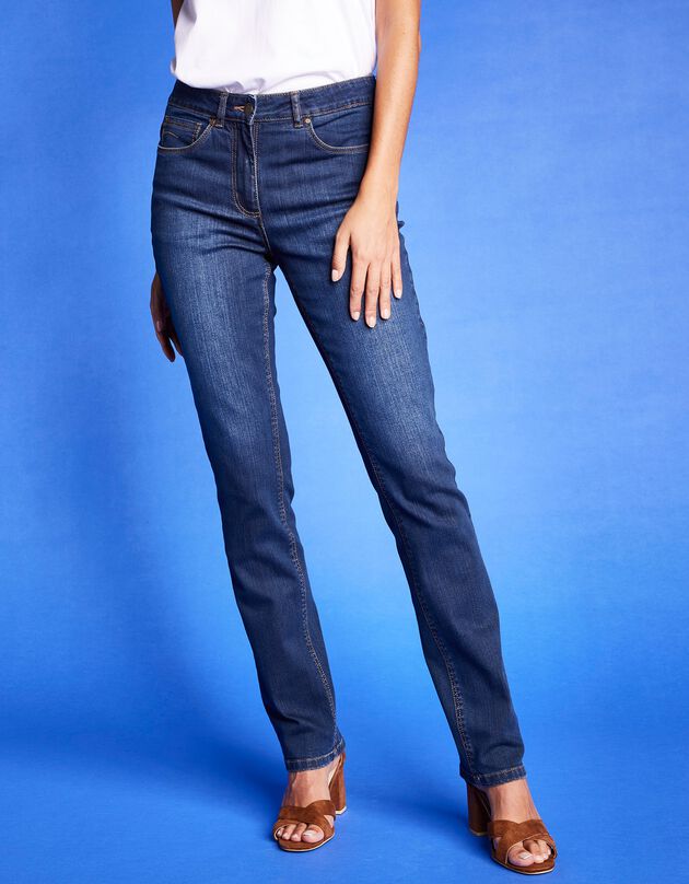 Stretchjeans met recht model (dark blue)