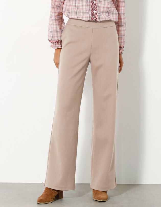 Pantalon large chaud, aspect lainage  (taupe clair)