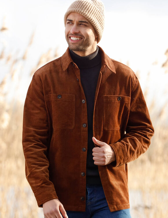 Surchemise boutonnée velours côtelé (caramel)