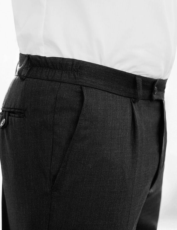 Pantalon ville à pinces élastiqué côtés - polylaine (gris anthracite)