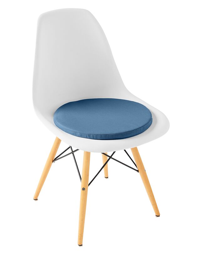 Galette de chaise unie ronde coton - lot de 2, bleu prusse, hi-res