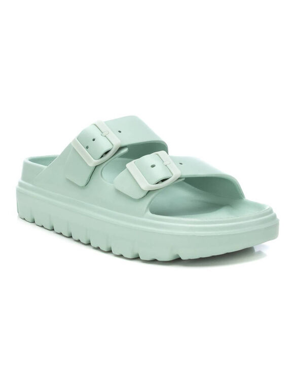 Slippers met 2 gespen (aqua)