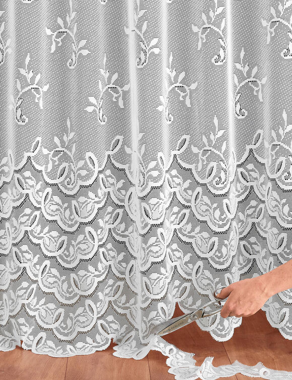 Panneau dentelle modulable en hauteur finition galon fronceur (blanc)