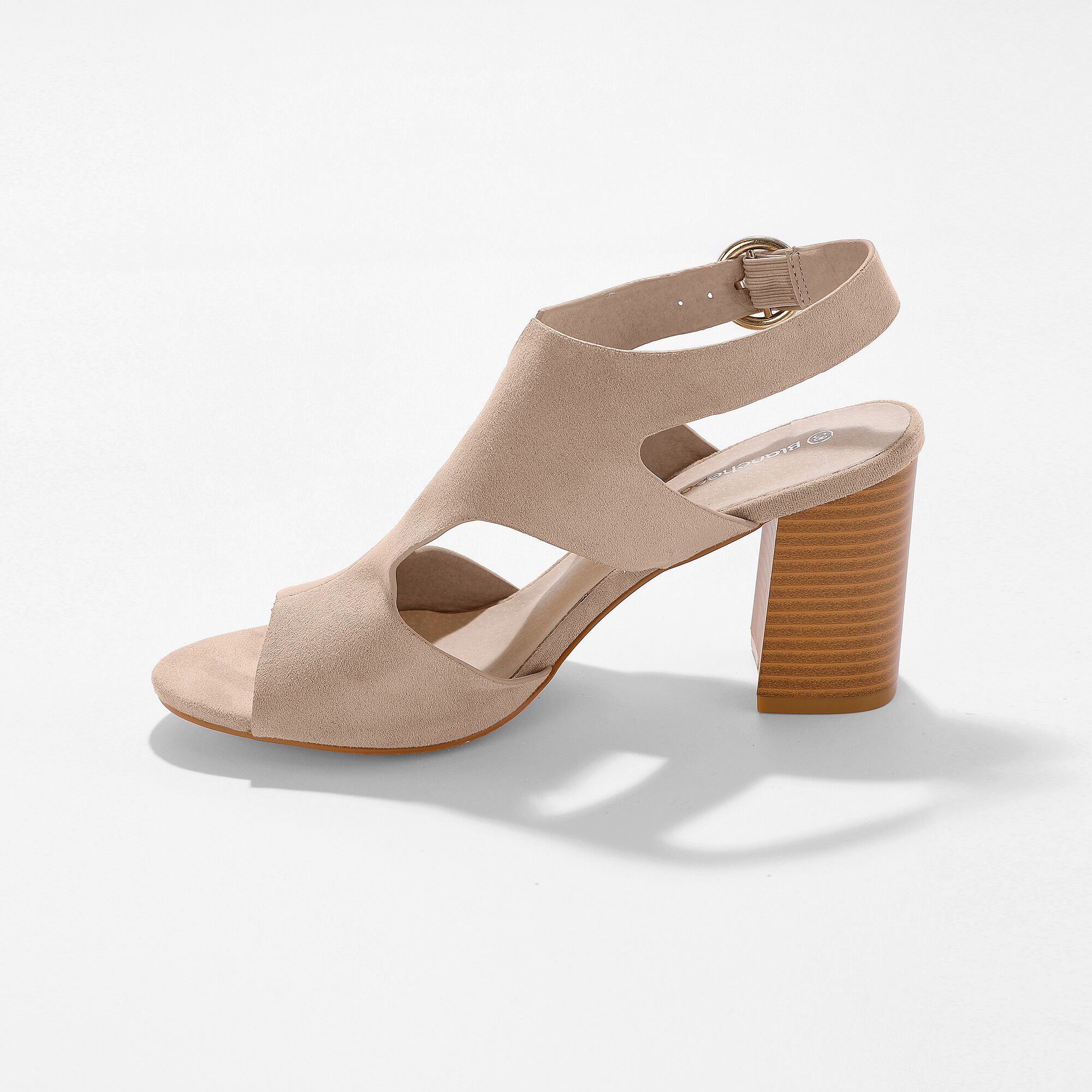 Omhullende sandalen met houten hak, beige | Blancheporte