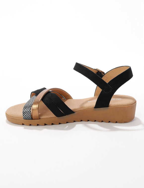 Sandales multibrides compens&eacute;es (noir)