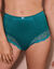 Gaineslip in glanstricot en kant Salford - set van 2 (laguneblauw + smaragd)