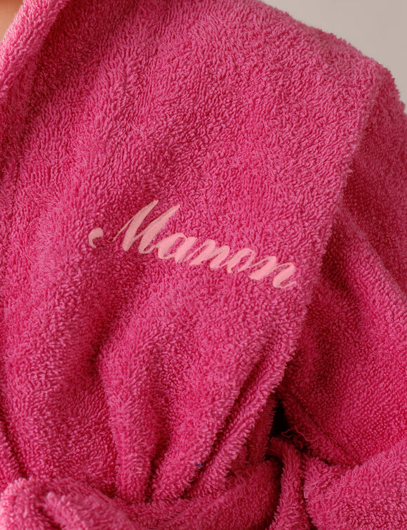 Personaliseerbare badjas met kap in badstof, kinderen (fuchsia)